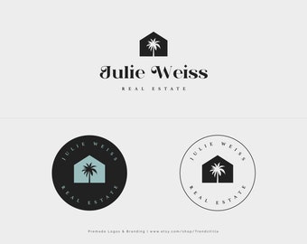 Premade Real Estate Logo Design, Realtor logo, House logo, Palm logo, Premade logo design, Agent House Logo, Signature logo, Modern, Custom