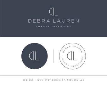 Peut inclure: Un logo pour Debra Lauren Luxury Interiors. Le logo présente les initiales "DL" dans un style de police minimaliste et moderne. Les initiales sont enfermées dans un cercle.