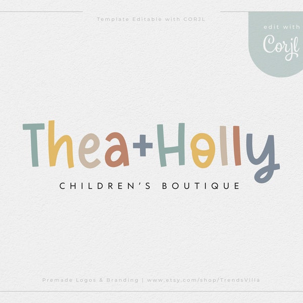 Editable Logo Design, DIY Kids Shop Logo, Baby Clothing Boutique Logo Design, Children's Boutique Logo, Logo Branding, Instant Download
