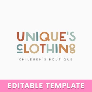Children&#39;s Boutique Logo, Editable Logo Designs, DIY Kids Shop Logo, Kids Clothing Boutique Logo Design, Shop Branding, Instant Download