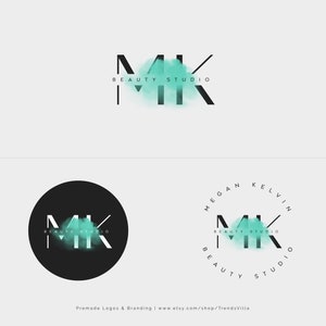 Premade logo design, Beauty logo, Text logo, Watercolor Teal logo, Interior design logo, Modern logo, Signature logo, Minimalist logo