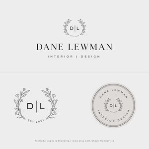 Logotipo de design de interiores, logotipo de texto, design de logotipo pré-fabricado, logotipo elegante, logotipo minimalista, logotipo de boutique, negócios, logotipo moderno, logotipo de folhas