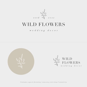 Floral Logo Design, Branding Kit, Minimalist Logo, Premade Logo, Event Planner Logo, Wedding Planner Logo, Photography, Botanical, Florist