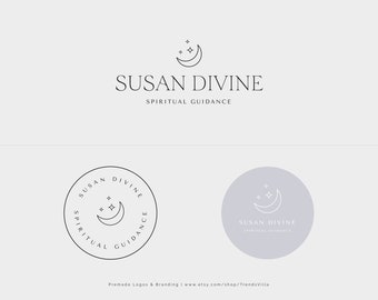 Spiritual Logo, Spiritual Guidance Logo, Bohemian Logo, Mystical, Simple Minimalist Logo, Feminine Boutique Logo, Spiritual Medium Moon Star