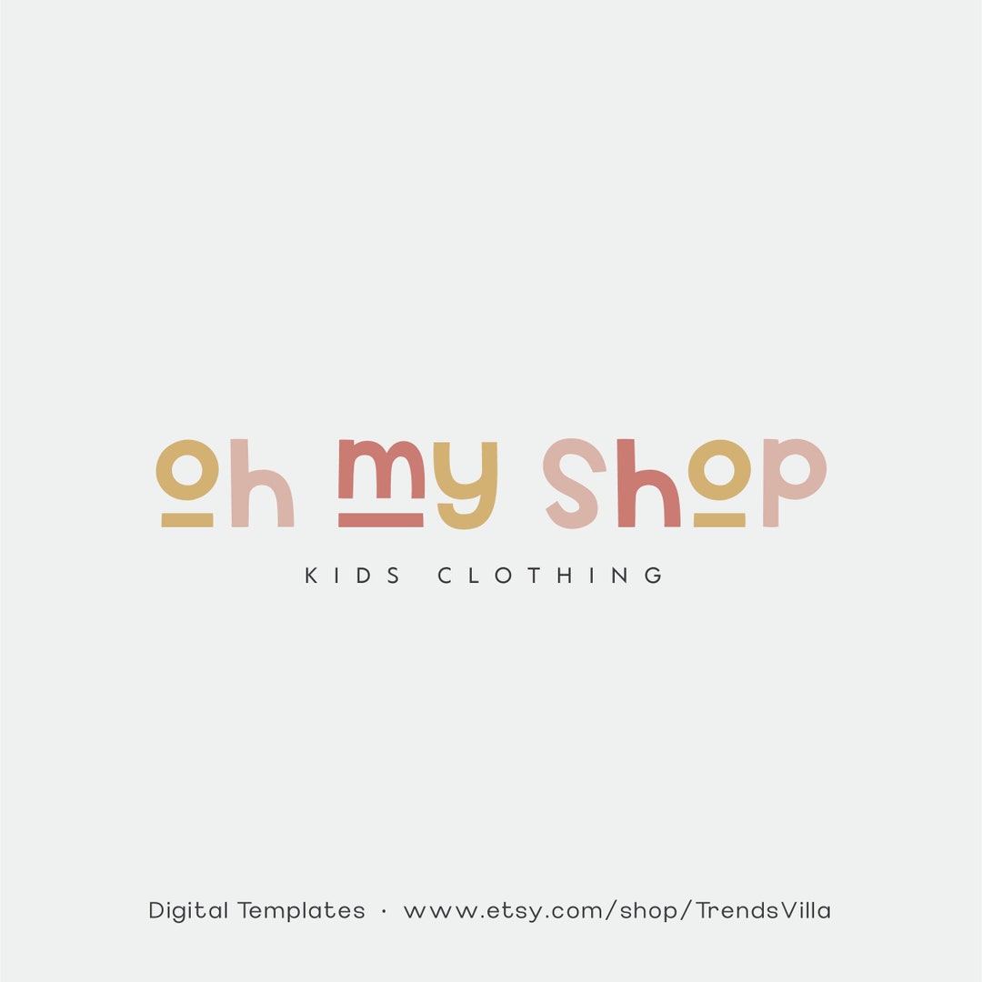 DIY Kids Clothing Logo Template Bundle Editable Colorful Logo DIY Modern Boho Logo Children's