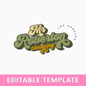 DIY Cleaning Service Logo, Editable Logo Designs, Retro Cleaning Logo, Logo Template, House Cleaning Logo with Watermarks, Instant Download