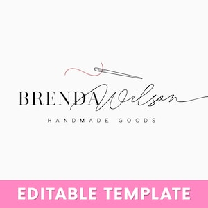 DIY Handmade Stitch Logo Template Bundle | Editable Logo Design Template | Sewing Logo | Needle Logo | Seamstress Logo | Branding Bundle