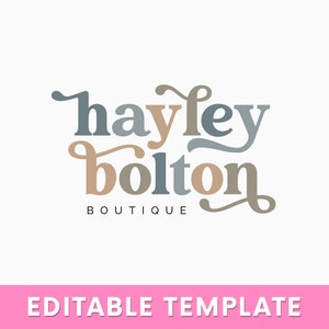 Editable Boho Logo Template | DIY Modern Boho Logo | Neutral Branding | Simple Retro Font | Instant Download | Modern boho aesthetics