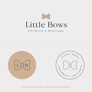 Vorgefertigtes Bow Logo Design, Handmade Bow Logo, Vorgefertigtes Logo Branding Paket, Feminines Bow Shop Boutique Logo, Handmade Bows Logo, Kinder Schleifen Logo