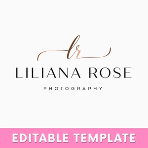 Editable logo design, Initials Logo, Rose Gold Photography Logo, Beauty logo, Text logo, Nail logo, DIY logo, Modern logo, Custom logo