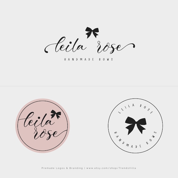 Bow Shop Boutique Logo, Handmade Geschenk Logo, Bow Logo Design, Vorgefertigtes Logo Branding Paket, Feminin, Handmade Bows Logo, Kinder Schleifen Logo