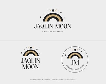 Rainbow Moon Logo, Premade Logo, Boho Logo, Guidance Branding, Simple Minimalist Logo, Feminine Boutique Logo, Spiritual Business Logo