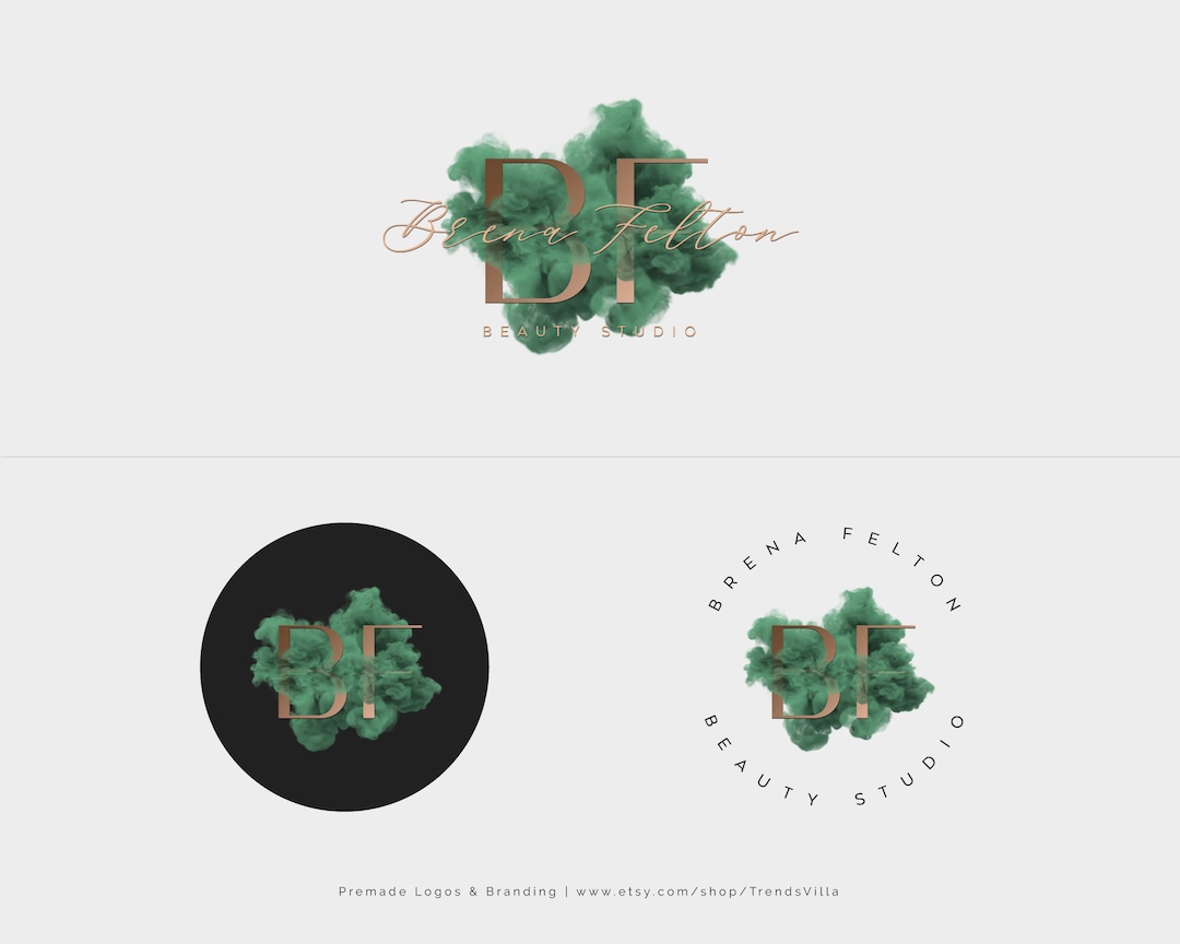 Beauty Studio, Green Logo, Boutique Logo, Custom Logo Design, Gold Logo ...