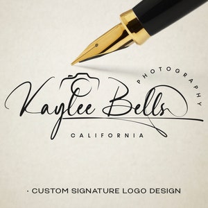 Logotipo de cámara fotográfica, Logotipo personalizado de fotografía, Logotipo de firma, Logotipo de fotografía, Logotipo escrito a mano, Marca de agua de foto