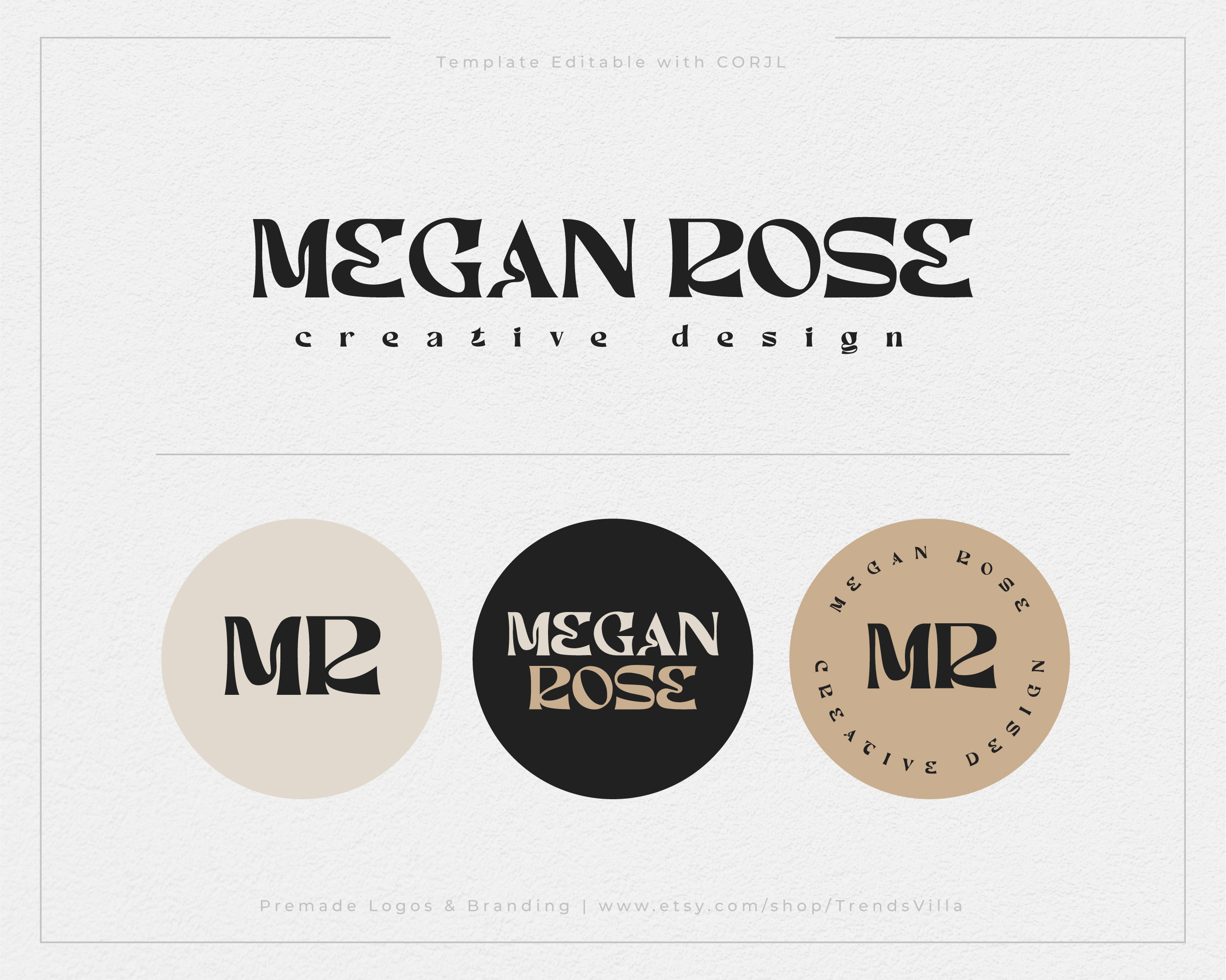 Editable Logo Design Simple Retro Logo DIY Modern Boho Logo - Etsy UK