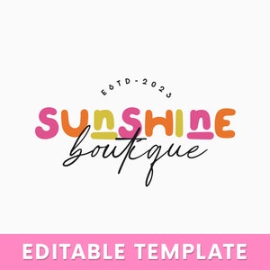 Clothing Boutique Logo Design | Editable Logo Design | Branding Bundle | Premade Logo | Children&#39;s Boutique Logo | Retro Logo | Instant