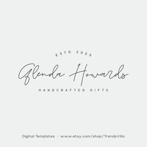 Editable Logo Design Template, DIY Modern Boho Logo, Elegant Logo, Minimalist Signature Logo, Script Logo, Watermark Logo, Instant Download