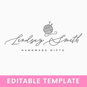 Editable Knitting Logo, Handmade Logo, Yarn Logo, Crochet Logo ...