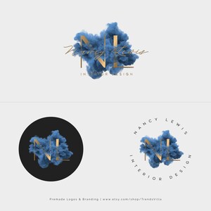 Premade logo design, Beauty logo, Gold Logo, Nail logo, Interior design logo, Modern logo, Jewelry logo, Blue logo, Minimalist logo design
