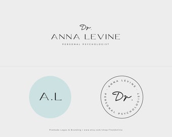 May include: A logo design for a personal psychologist named Dr. Anna Levine. The logo features a circle with the initials "A.L." and a separate circular logo with the text "Dr. Anna Levine, Personal Psychologist".