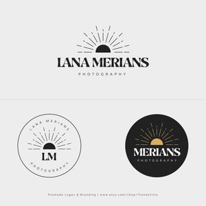 Premade Photography Logo, Boho Photo Logo, Minimalist Logo, Watermark Logo Photography, Calligraphy Logo, Sunburst logo, fotografie
