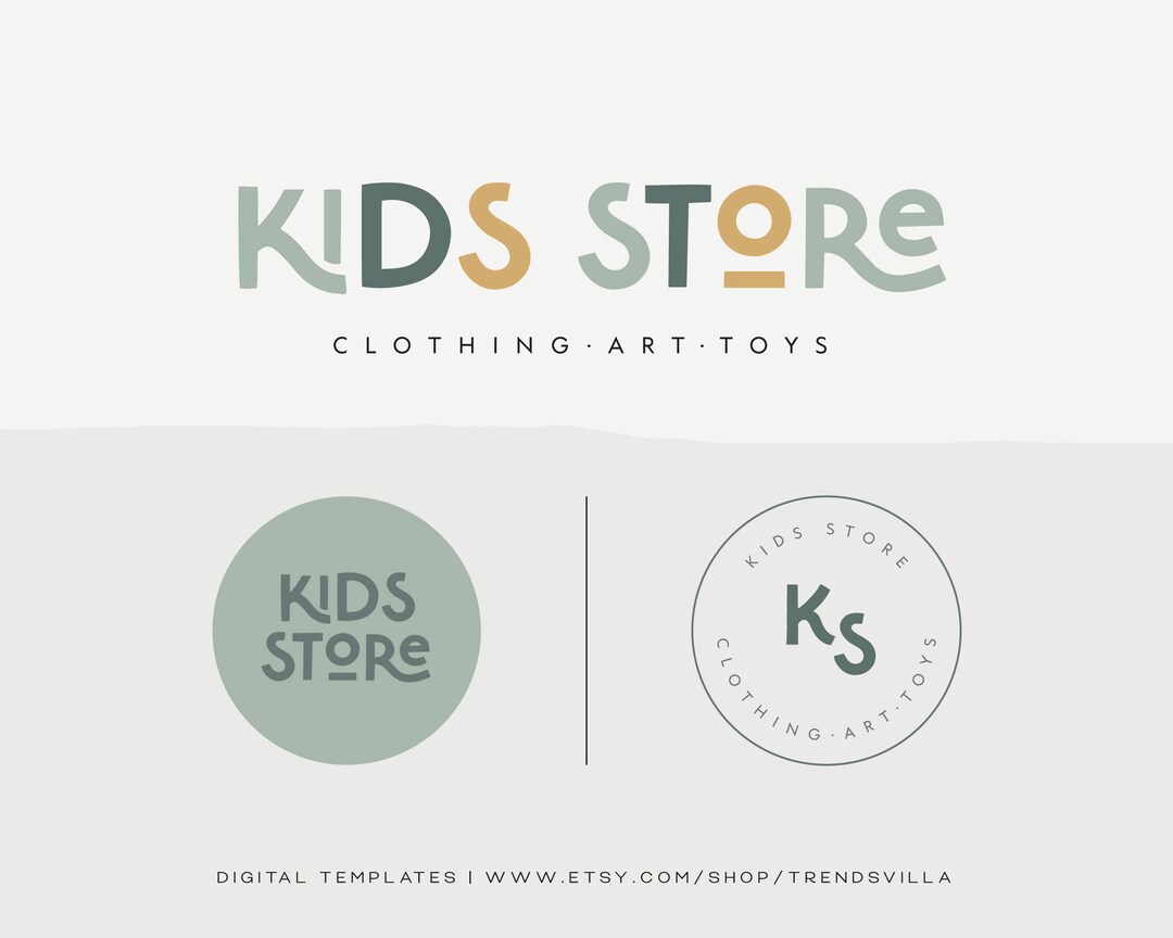 Kids Clothing Boutique Logo Template Bundle Editable Logo Etsy