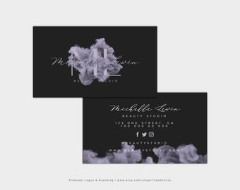Beauty Salon Business Cards, Hair Extensions Business Card Design, Hair Stylist, Hair Business Card Template, Eyelash, Makeup Artist