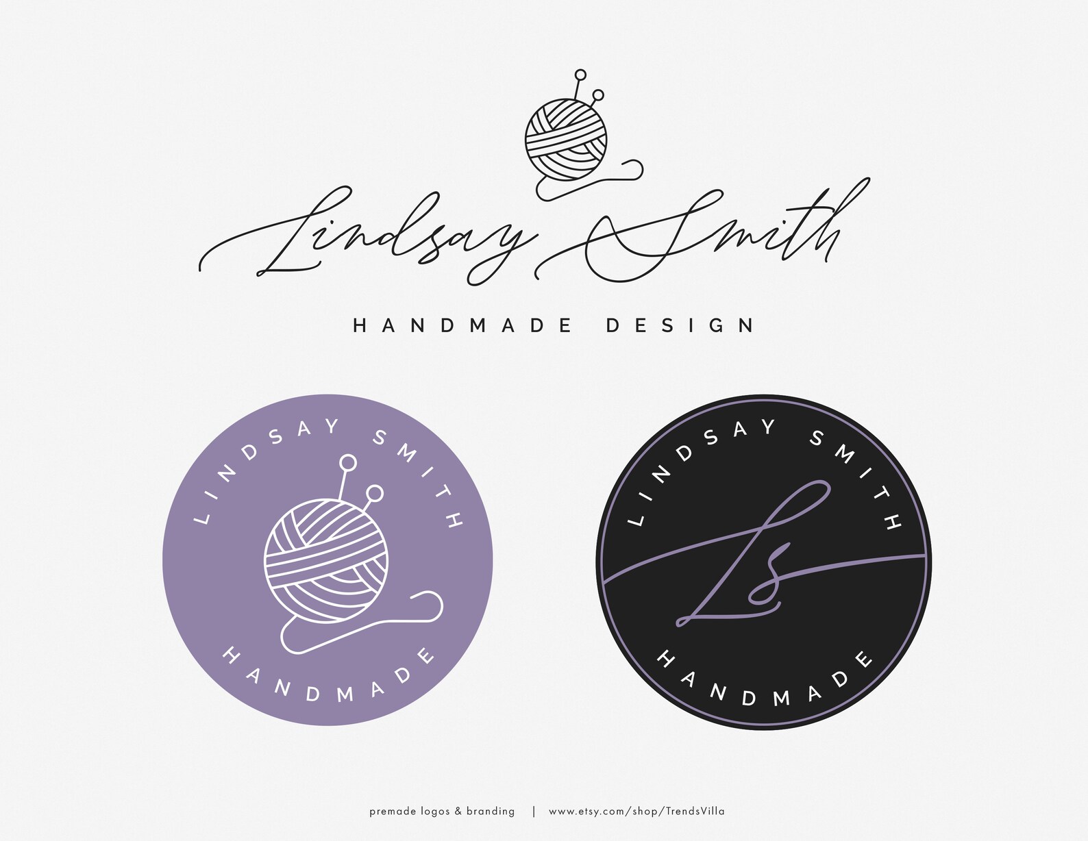 Knitting Logo Handmade Logo Yarn Logo Crochet Logo Etsy