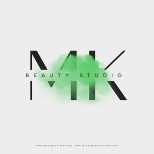 Premade logo design, Beauty logo, Text logo, Watercolor Green logo, Interior design logo, Modern logo, Signature logo, Minimalist logo