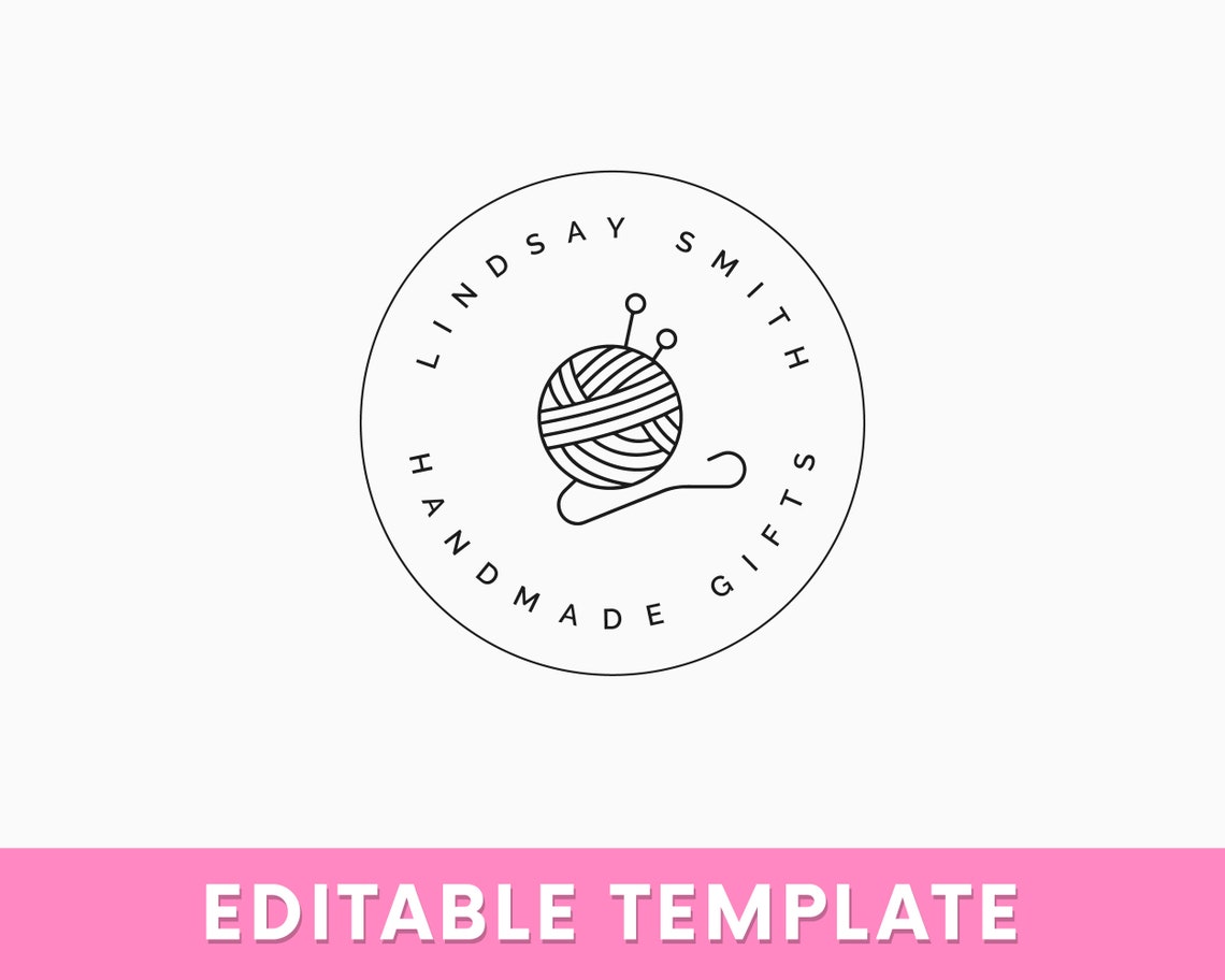 Editable Knitting Logo, Handmade Logo, Yarn Logo, Crochet Logo ...