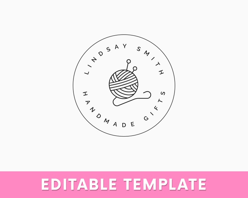 Editable Knitting Logo, Handmade Logo, Yarn Logo, Crochet Logo ...
