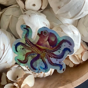 Coastal Collection- Octopus holographic sticker