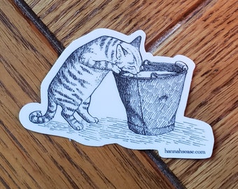 Cat Drinking Milk Vinyl Sticker