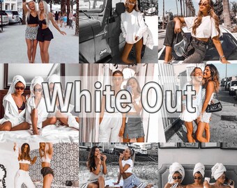 May include: A collage of photos featuring young women in various settings. The photos are edited in a white-out style, giving them a faded, vintage look. The text "White Out" is superimposed over the images.