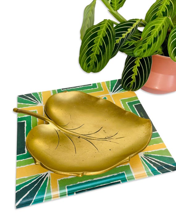 Vintage Brass Leaf Catchall Dish