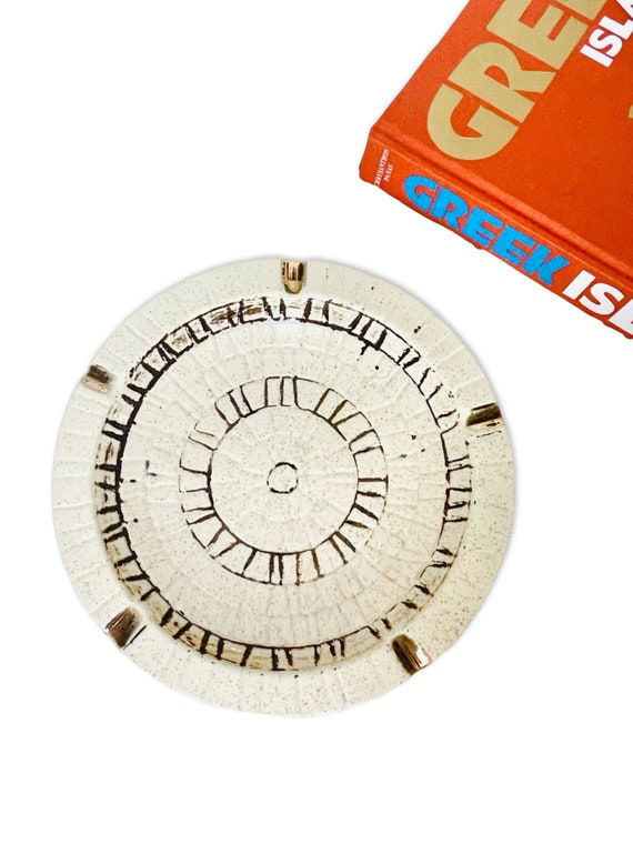 Vintage Mid-Century Cream and Metallic Gold Ceramic Ashtray