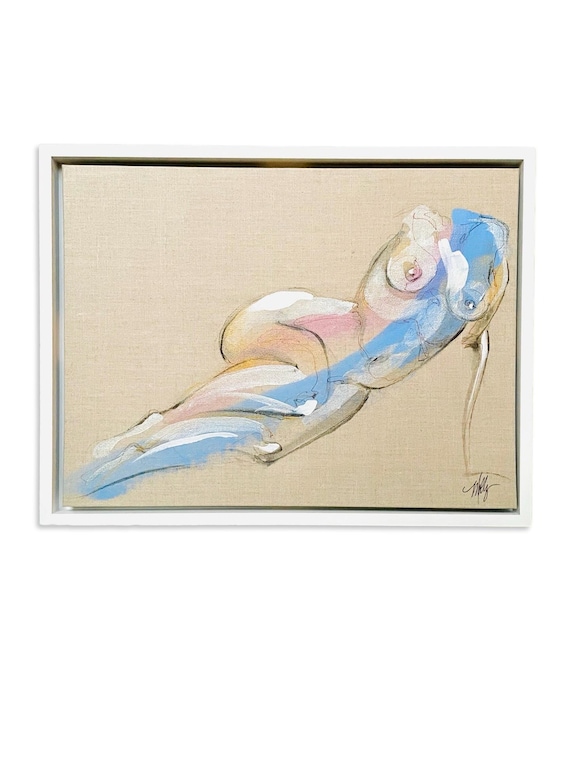 Original Painting of Female Nude on Linen by Molly DeVoss