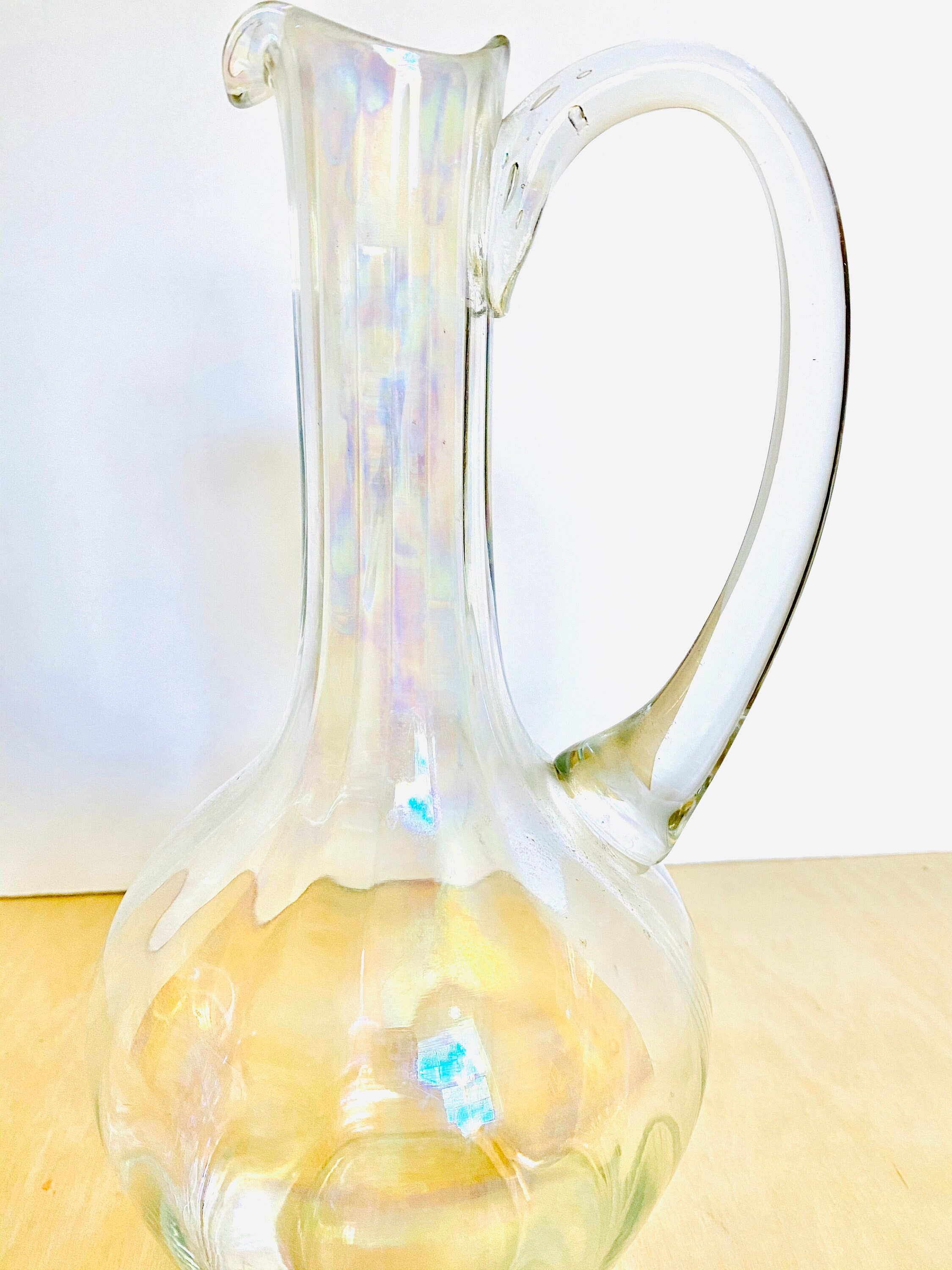 Vintage Rainbow Iridescent Glass Pitcher