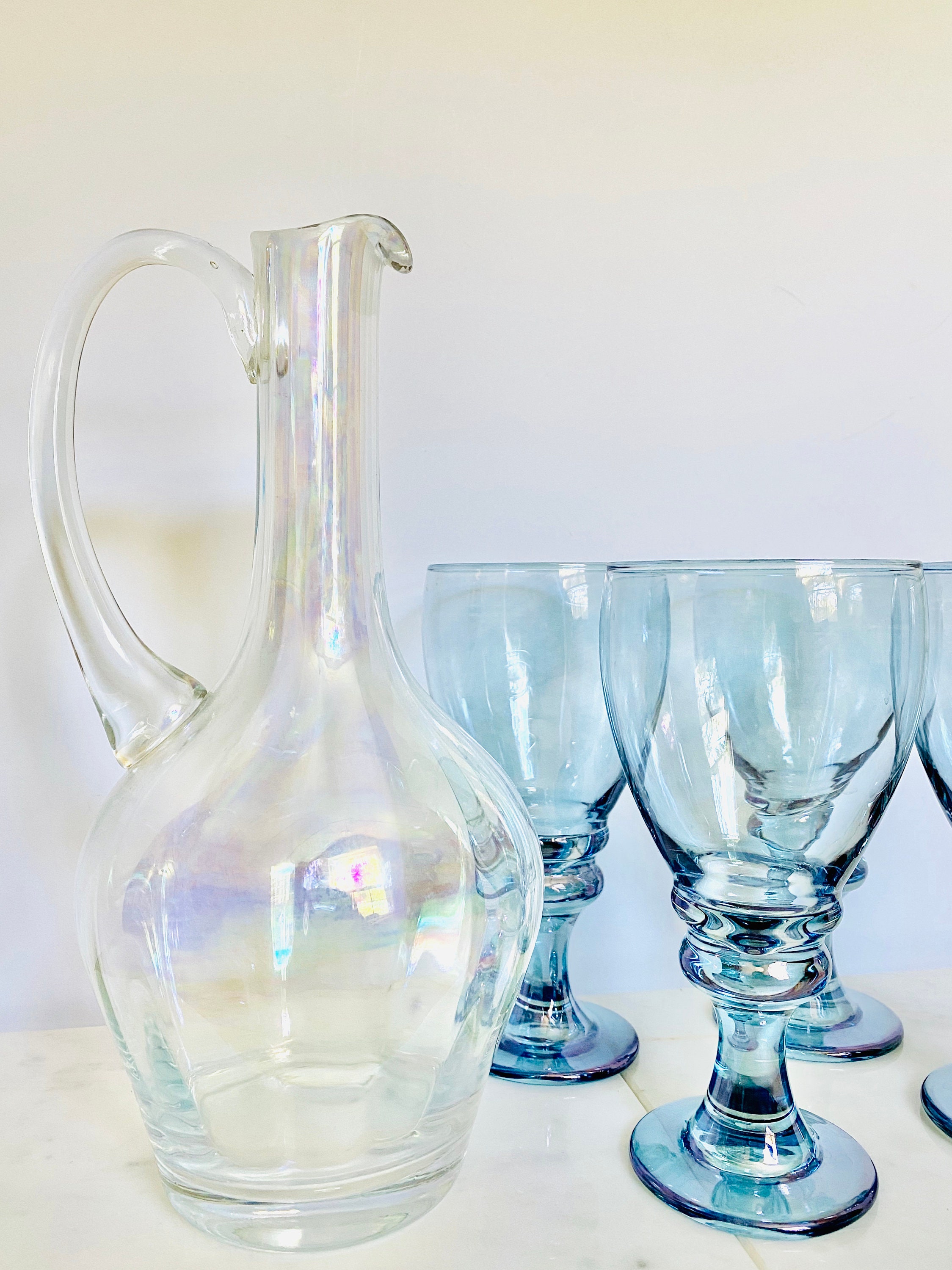 Vintage Rainbow Iridescent Glass Pitcher