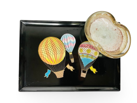 Vintage Mid-Century Couroc of Monterey Hot Air Balloon Serving Tray