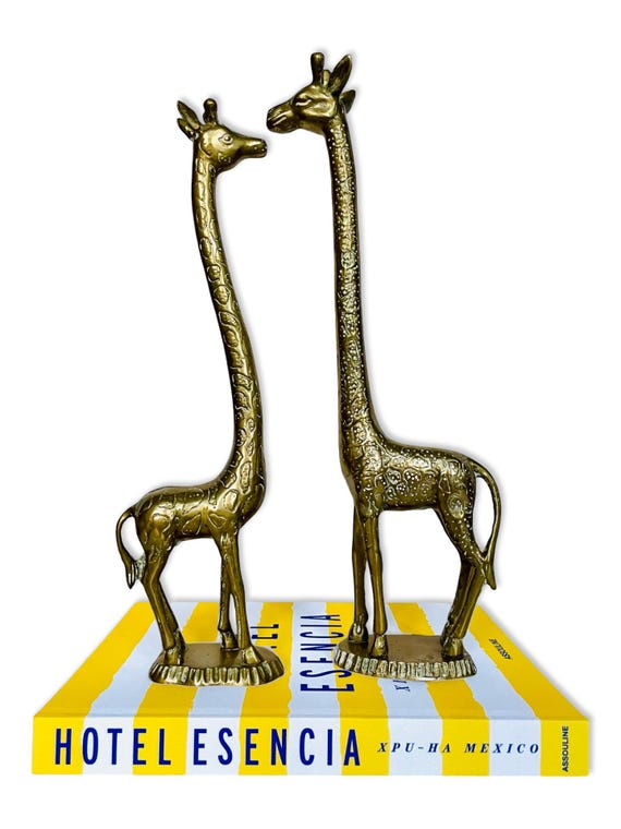 Pair of Vintage Brass Giraffe Figurines