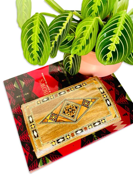 Antique Wood Enlay Mosaic Box