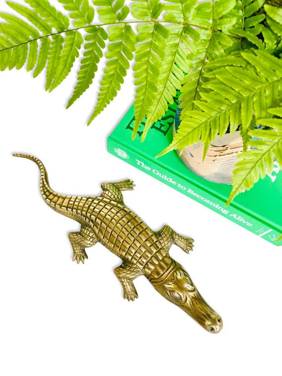 Vintage Brass Alligator / Crocodile Figurine
