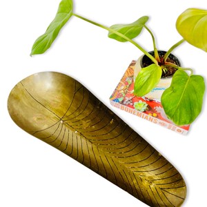 Vintage Oblong Brass Feather Tray