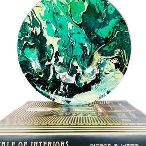 Vintage Glass Bowl with Green Marbled Design