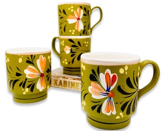 Tazas de cerámica vintage pintadas a mano - Made in Italy