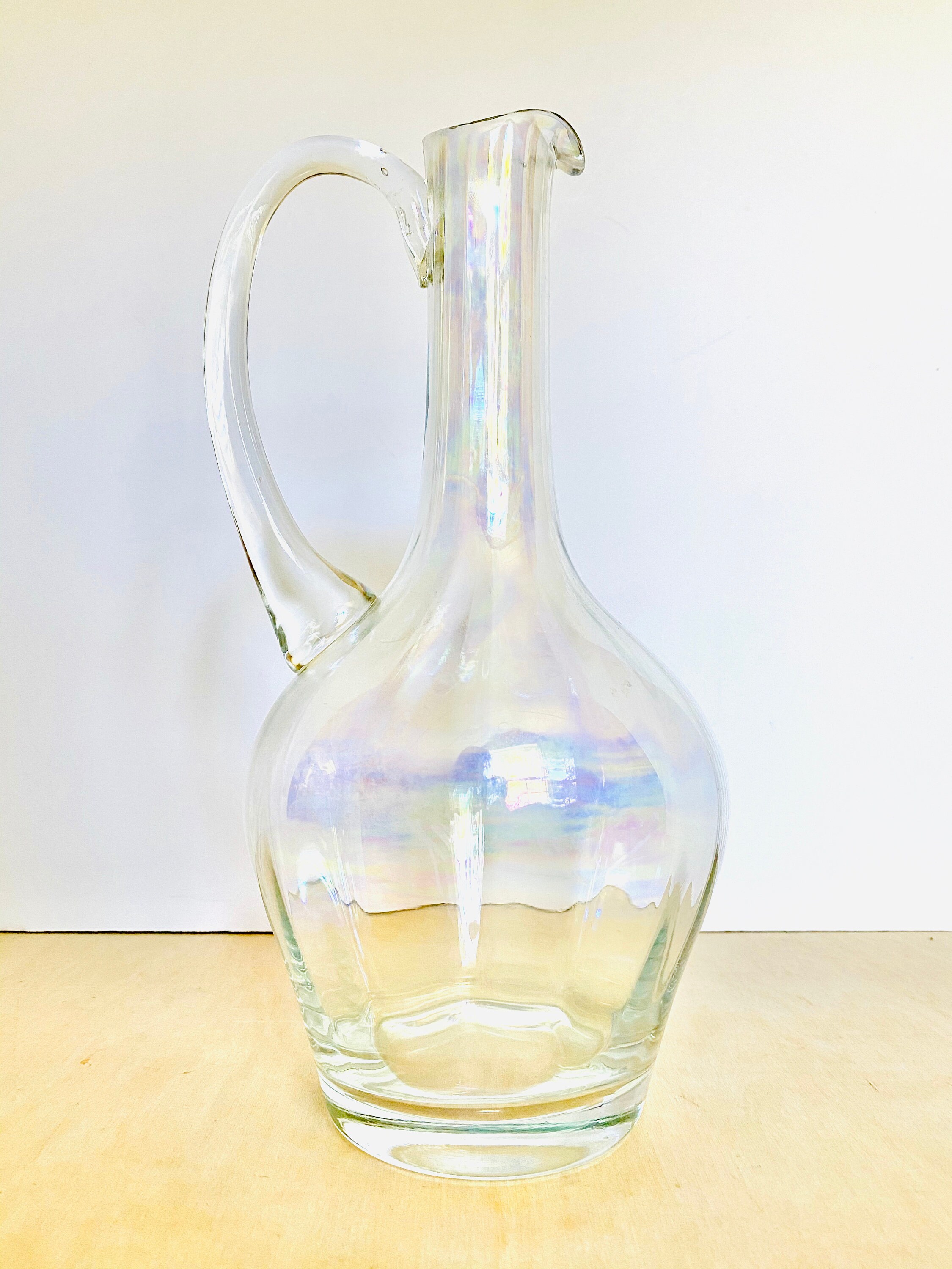 Vintage Rainbow Iridescent Glass Pitcher