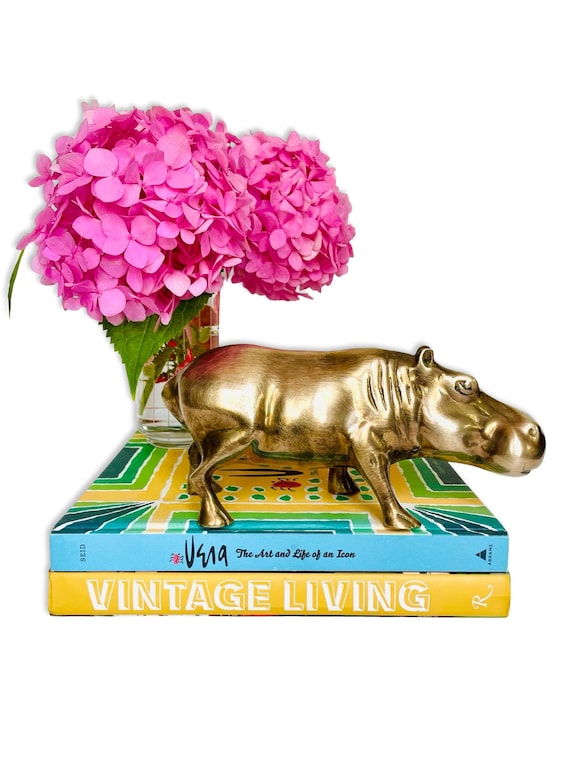 Vintage Solid Brass Hippo Figurine