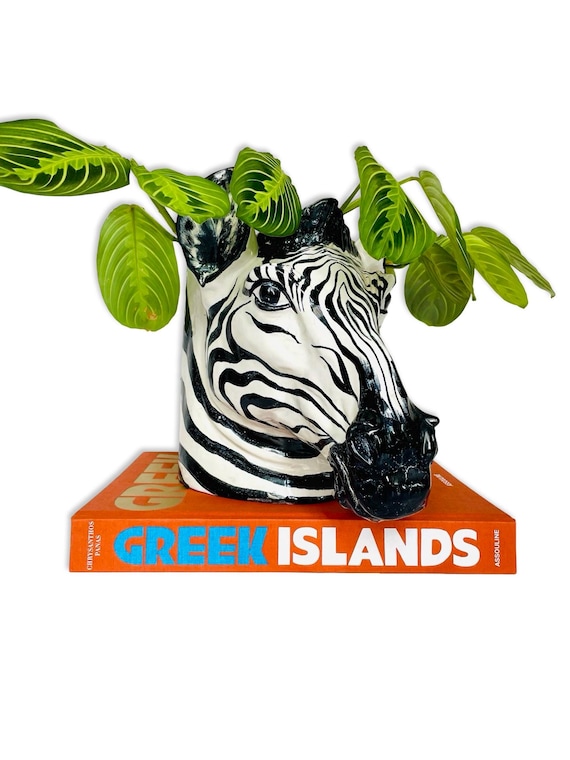 Vintage Ceramic Zebra Planter