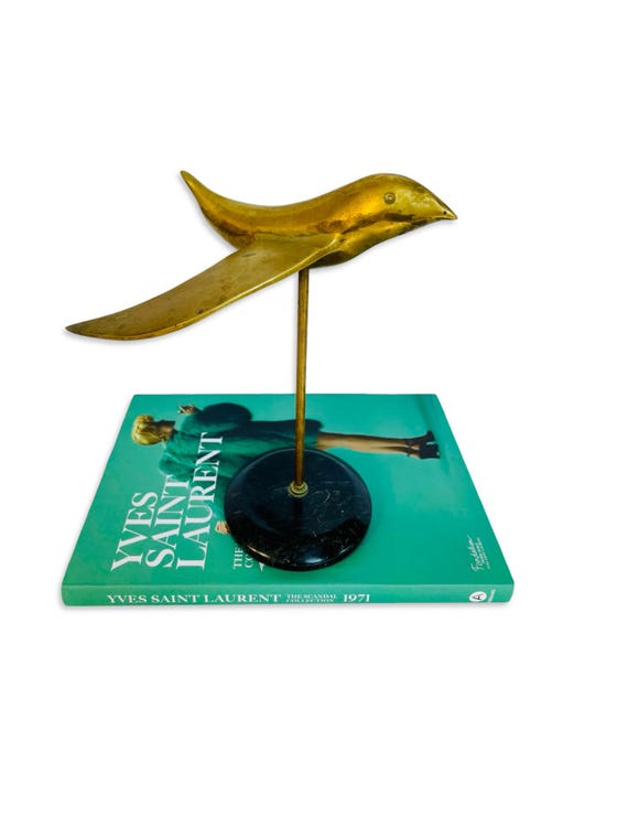 Vintage Enesco Soaring Brass Bird on Marble Base